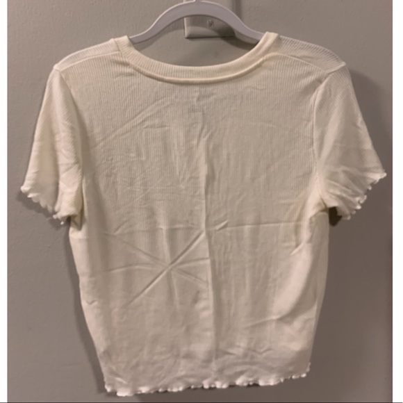 Ribbed Henley Top Cream - Picture 2 of 4